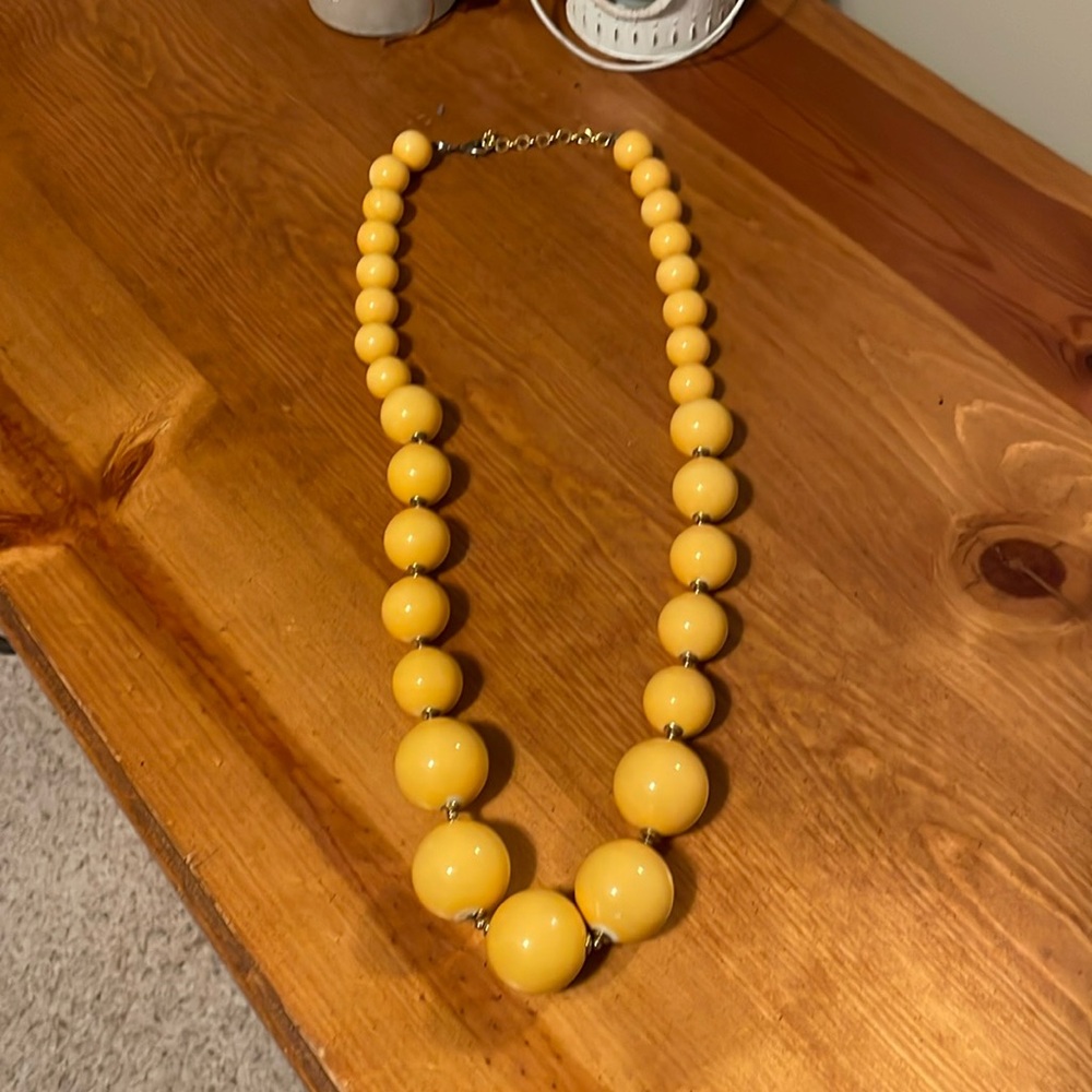 Retro Yellow Bead Statement Necklace